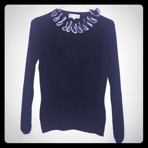 Black Sweater With Chiffon Design